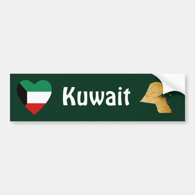 Coche Corazón de la bandera de Kuwait + Pegatina para el (Frente)