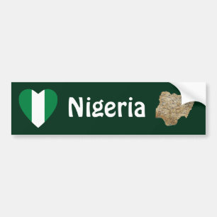 Coche Corazón de la bandera de Nigeria + Pegatina para