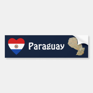 Coche Corazón de la bandera de Paraguay + Pegatina para