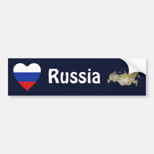 Coche Corazón de la bandera de Rusia + Pegatina para el