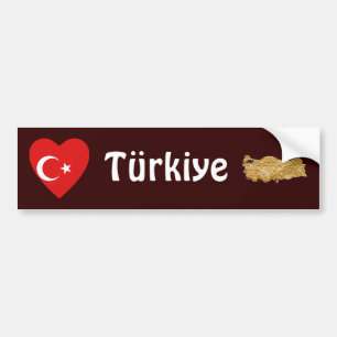 Coche Corazón de la bandera de Turquía + Pegatina para