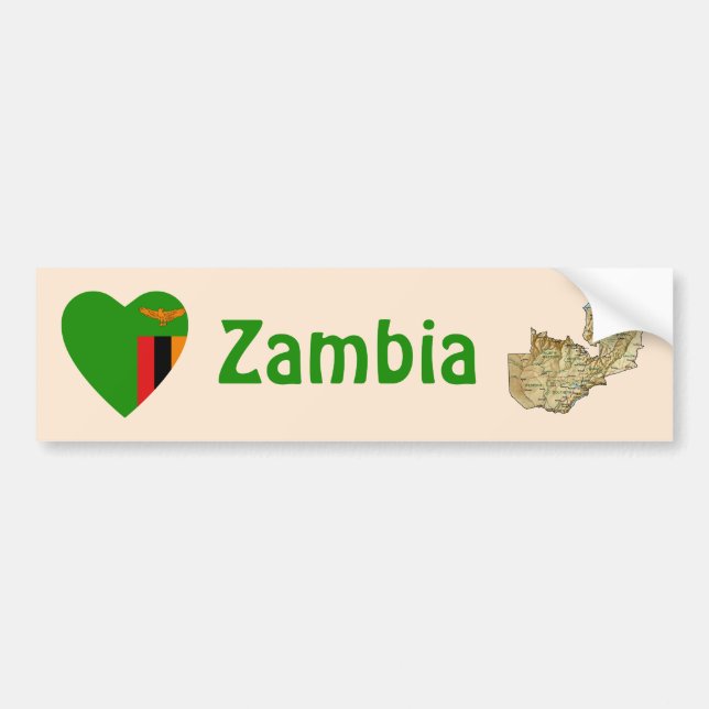 Coche Corazón de la bandera de Zambia + Pegatina para el (Frente)