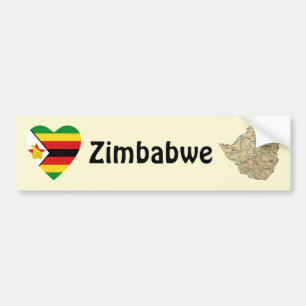 Coche Corazón de la bandera de Zimbabwe + Pegatina para