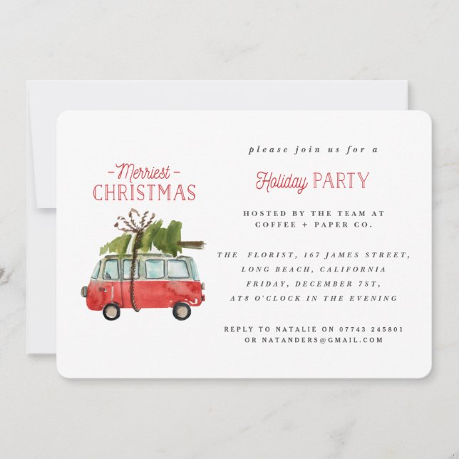 coche de acuarela de la navidad más alegre (Anverso)
