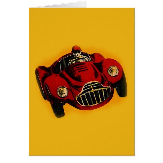 Coche de Carreras automática amarillo rojo antiguo (Frente)