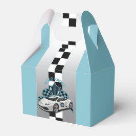 Coche de Carreras verde, caja de favores en blanco