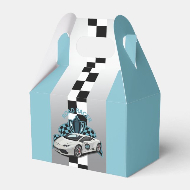 Coche de Carreras verde, caja de favores en blanco (Front Side)