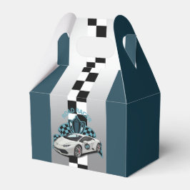 Coche de Carreras verde, caja de favores en blanco