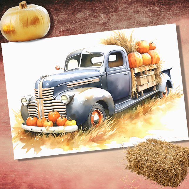 Coche de cosecha lleno de calabazas 1 Papel de des (Subido por el creador)
