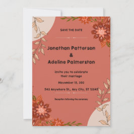 Coche de invitación a la boda ilustrativa rosa y m