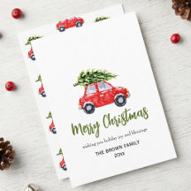 Coche de Navidad con árbol