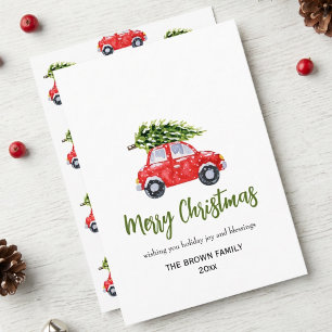 Coche de Navidad con árbol