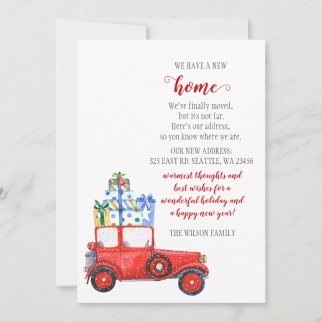 Coche de Navidades rojos que hemos movido tarjetas (Anverso)