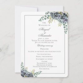 Coche del programa de bodas Purplish Hydrangeas Eu