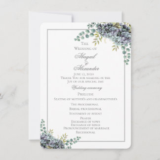 Coche del programa de bodas Purplish Hydrangeas Eu