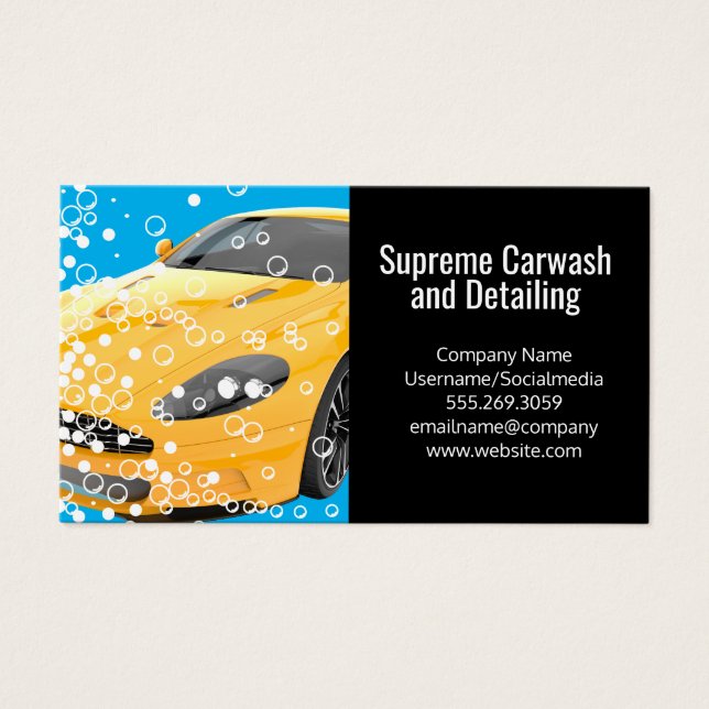 Coche deportivo amarillo | Burbujas (Frente)