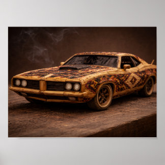 Coche Deportivo Antiguo de Burnt Match — Póster Te
