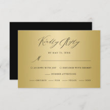 Coche elegante Gold Black Calligraphy Wedding RSVP