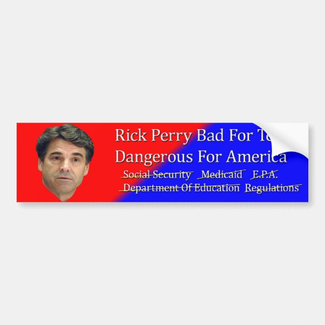 Coche Malo de Rick Perry para la pegatina para el (Frente)