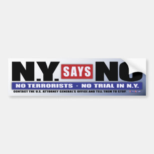 Coche N.Y. Dice no (la pegatina para el parachoques)