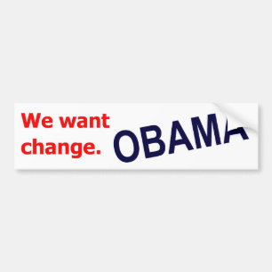 Coche Obama - queremos el cambio. Pegatina para el
