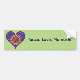 Coche Paz. Amor. Namaste. Pegatina para el parachoques