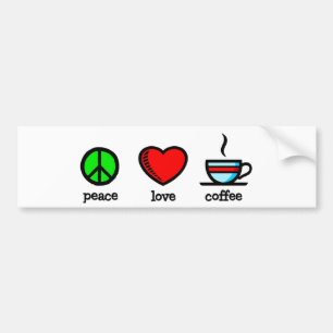 Coche Paz, amor y café - pegatina para el parachoques