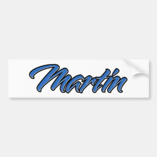 Coche Pegatina adhesiva azul del nombre de Martín para c
