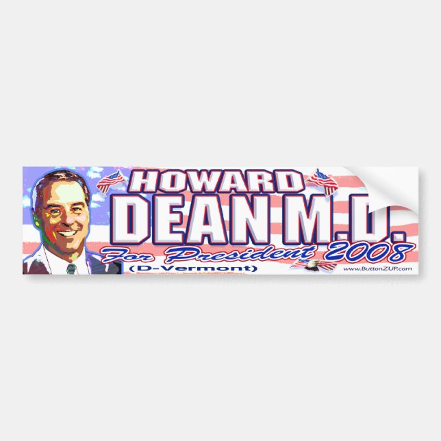 Coche Pegatina para el parachoques de Howard Dean '08 (Frente)