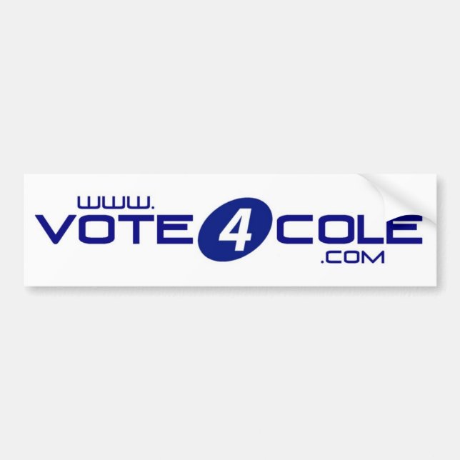 Coche Pegatina para el parachoques de Vote4Cole (Frente)