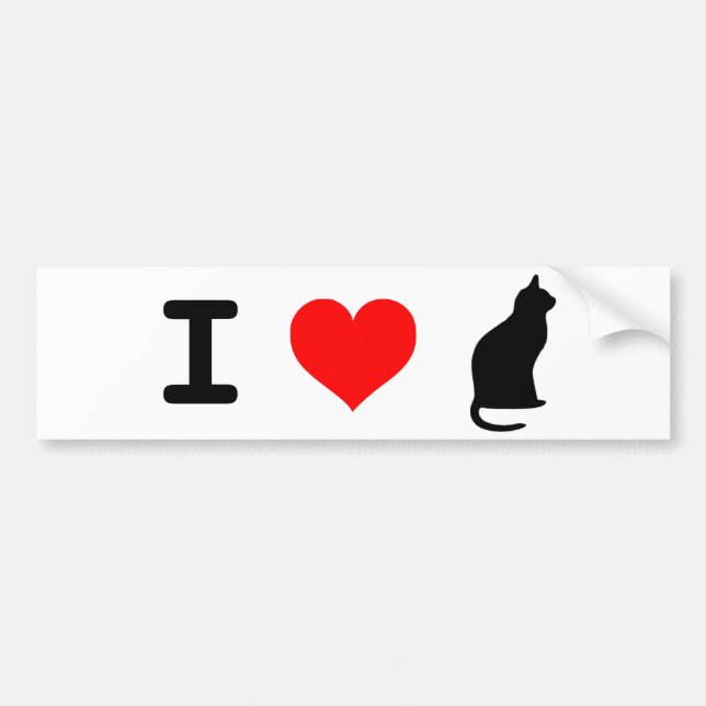 Coche Pegatina para el parachoques del gato I <3 (Frente)