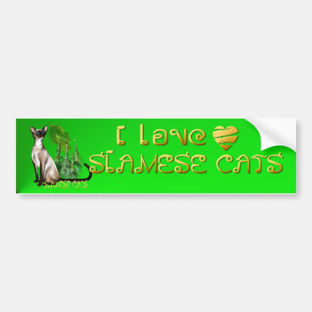 Coche Pegatina para el parachoques del gato siamés (Frente)