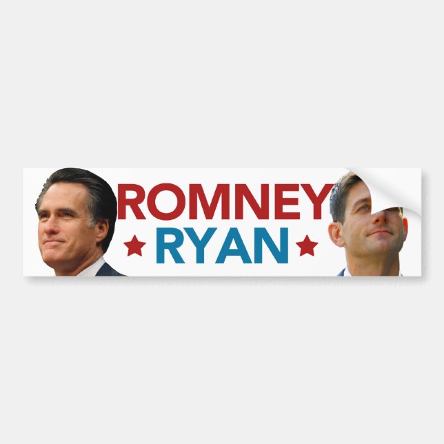 Coche Pegatina para el parachoques del retrato de Romney (Frente)