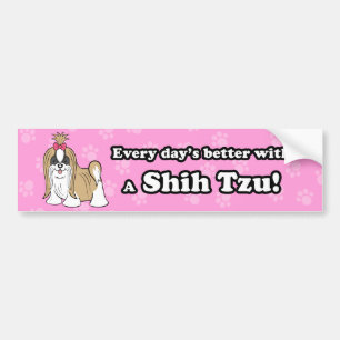 Coche Pegatina para el parachoques linda de Shih Tzu del