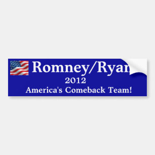 Coche Pegatina para el parachoques Romney/Ryan 2012