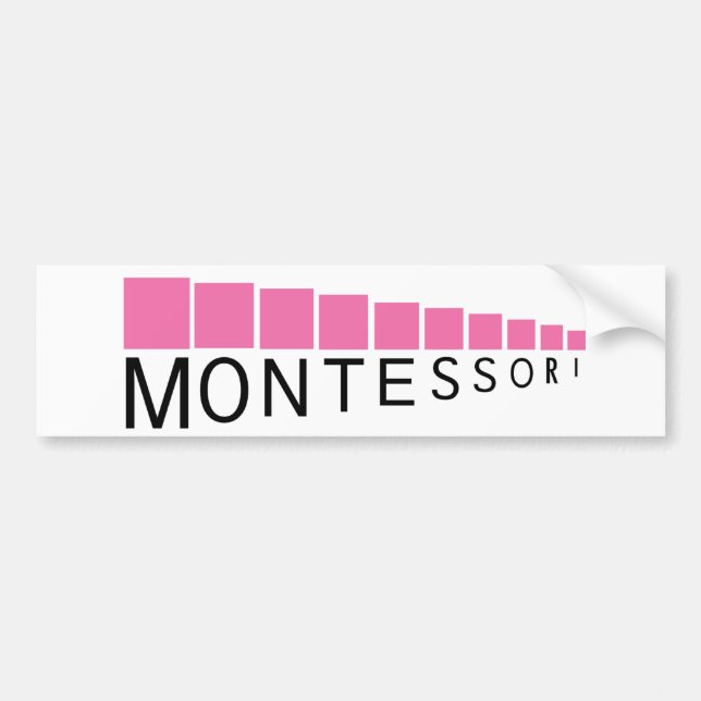 Coche Pegatina para el parachoques rosada de Montessori (Frente)