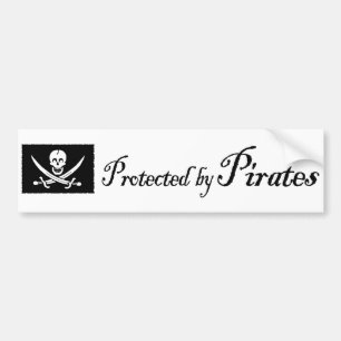 Coche ProtectedbyPirates, pegatina para el parachoques