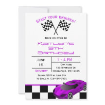 Coche Purple Race | Invitación de cumpleaños de ni