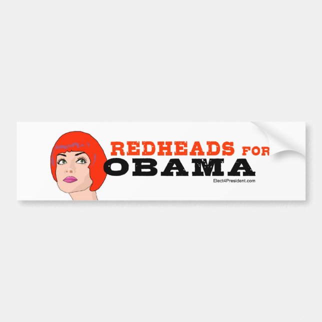 Coche Redheads para el pegatina de Obama (Frente)