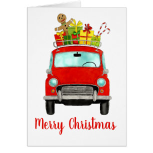 Coche Retro Rojo con regalos de Navidades