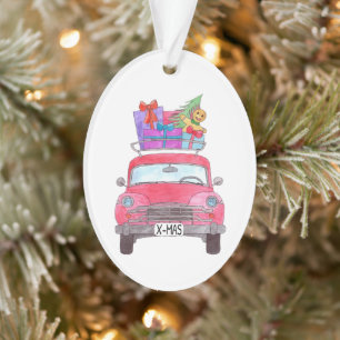Coche rojo con Navidades Regalos Ornamento acuátic
