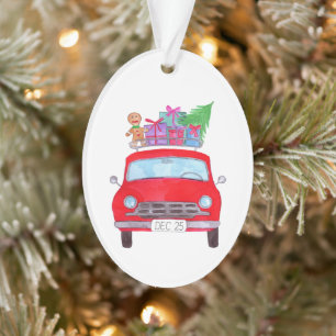 Coche rojo con Navidades Regalos Ornamento acuátic
