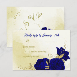 Coche RSVP de la boda botánica de oro de flores az