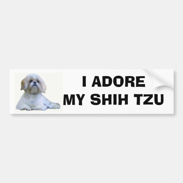 Coche Shih Tzu adoro a la pegatina para el parachoques (Frente)