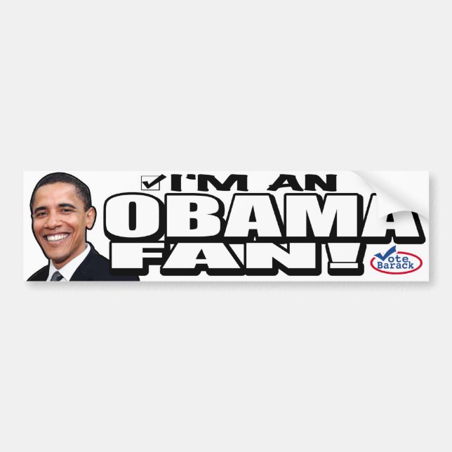 Coche ¡Soy un fan de Obama! Pegatina para el parachoques (Frente)