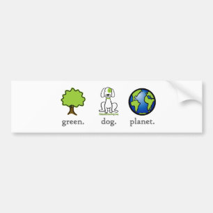 Coche Verde. Perro. Planeta. Pegatina para el