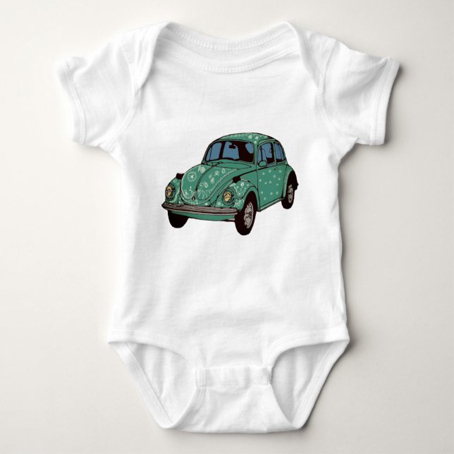 Coche verde, Retro Auto, Cuidado Art Baby Jersey (Anverso)