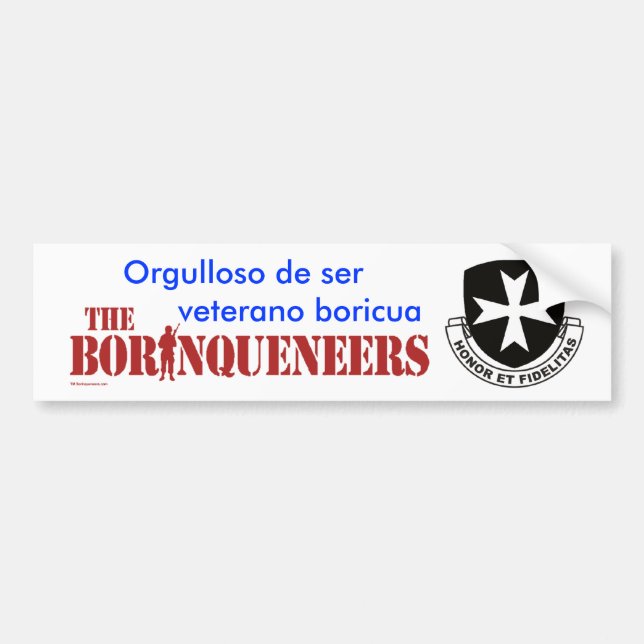 Coche Veterano Boricua 2 - pegatina para el parachoques (Frente)