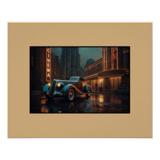 Coche Vintage Art Deco en Póster de Arte de la Par