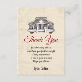 coche vintage, cumpleaños, ducha de bebé, tarjeta
